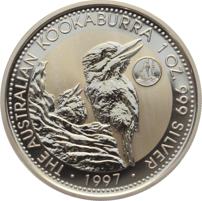 Australien 1 Dollar 1997 Kookaburra - 1 Unze Feinsilber - Privymark "Portugal"